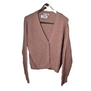 Steve Madden Sweater Womens XL Pink Cardigan V Neck Button Front‎ Chunky Knit